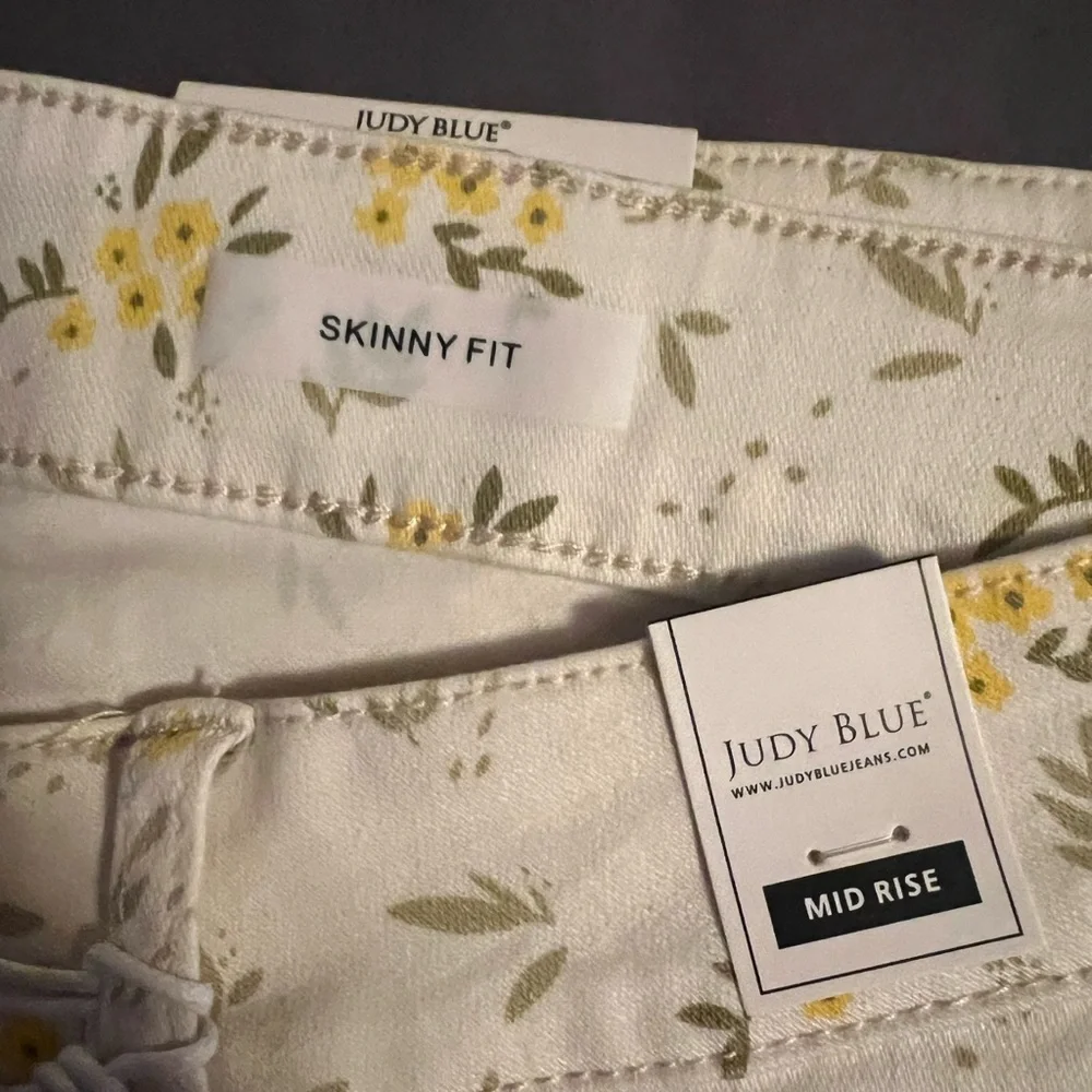 Judy Blue Floral Pants - Yellow and Green - Picture 3 of 4